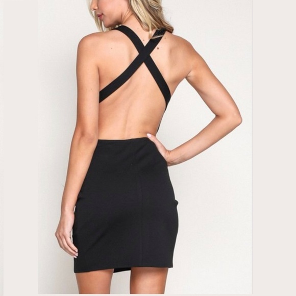 PLUNGING NECK MINI DRESS - Picture 2 of 4